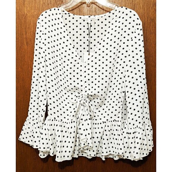 After Market Tops - After Market Polka Dot Ruffle Blouse S NWT
